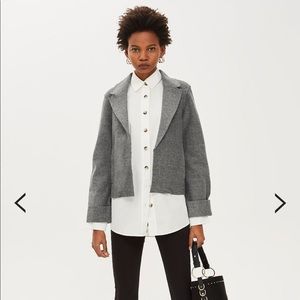 Topshop Grey Blazer Cardigan Cropped NWT